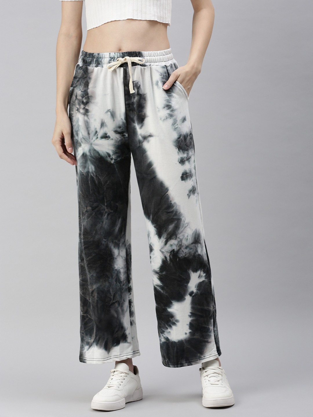 Showoff | SHOWOFF Women's Loose Fit Grey Tie and Dye Track Pant