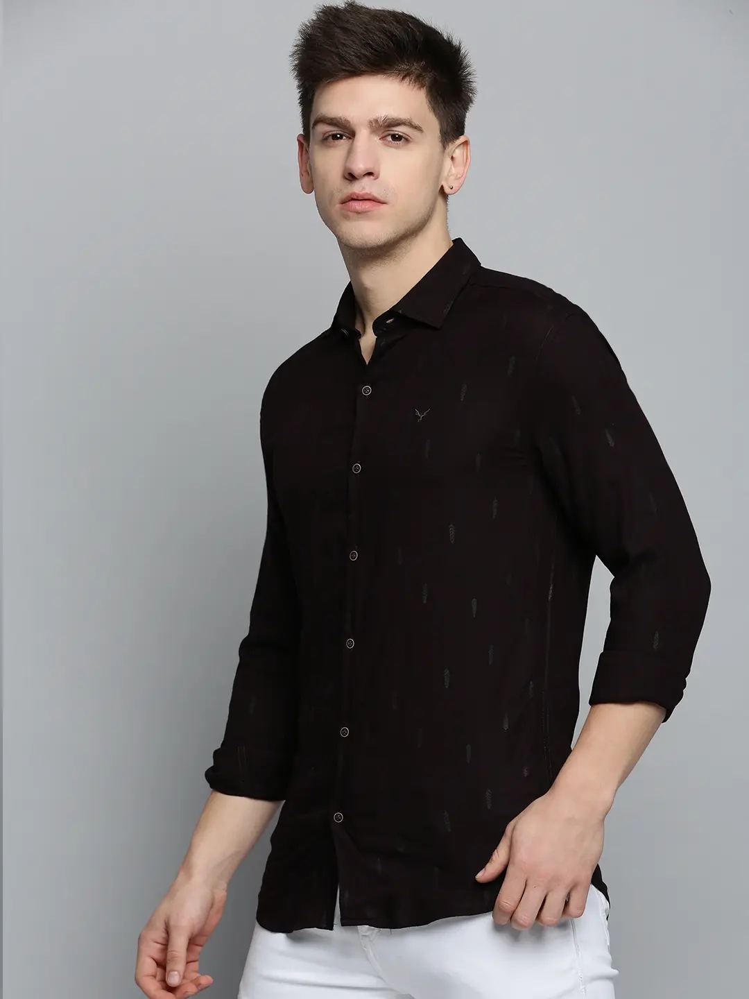 SHOWOFF Men's Spread Collar Printed Regular Fit Shirts