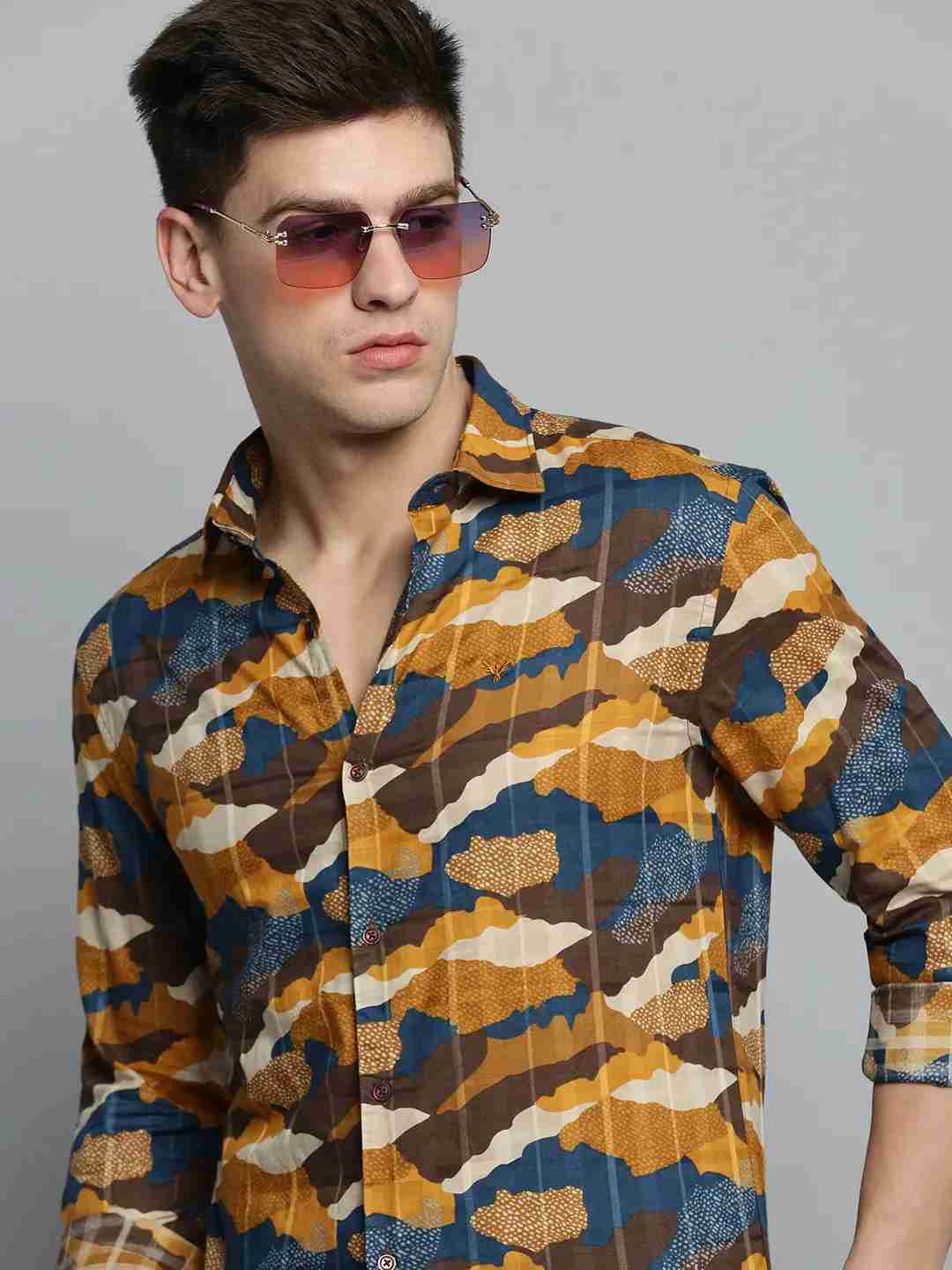 SHOWOFF Men's Spread Collar Multi Printed Shirt