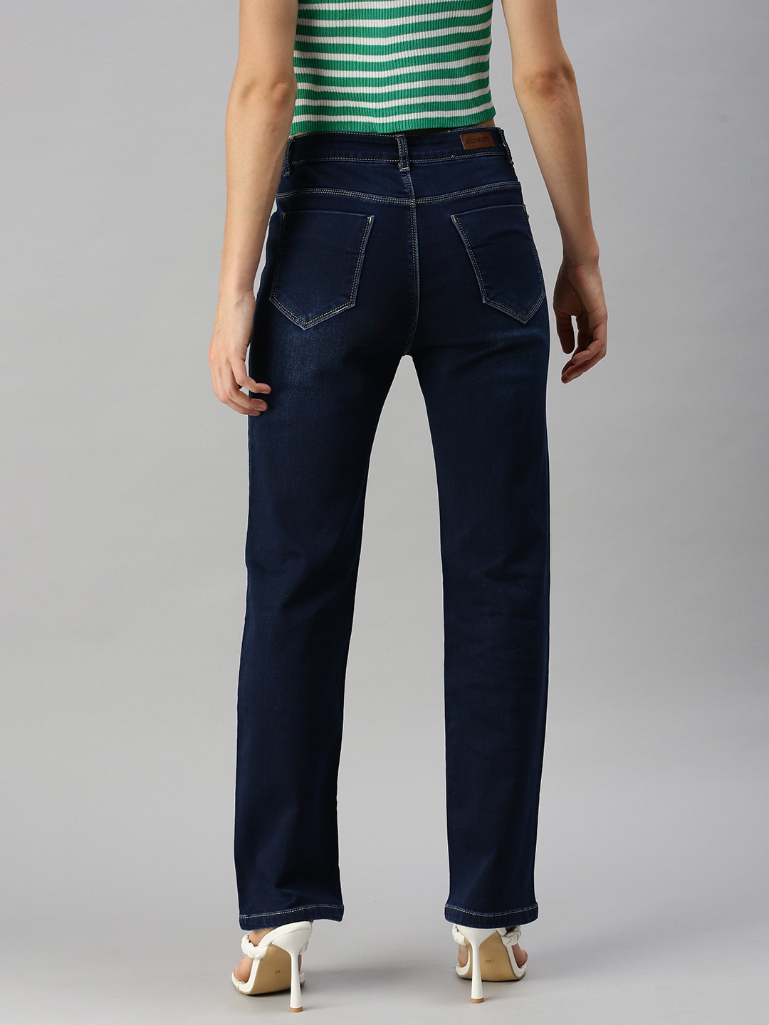 Women's Blue Denim Solid Jeans