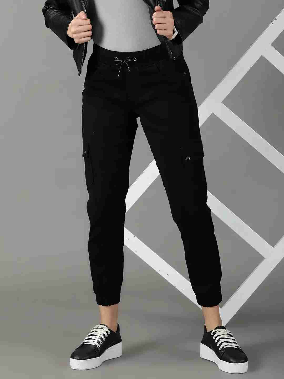SHOWOFF Women's Stretchable Clean Look Black Jogger Jeans