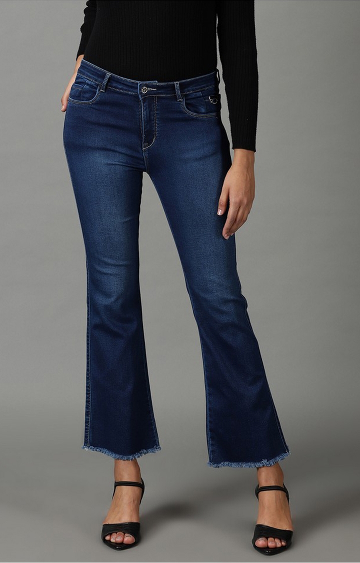 Showoff | SHOWOFF Women Navy Blue Solid  Bootcut Jeans