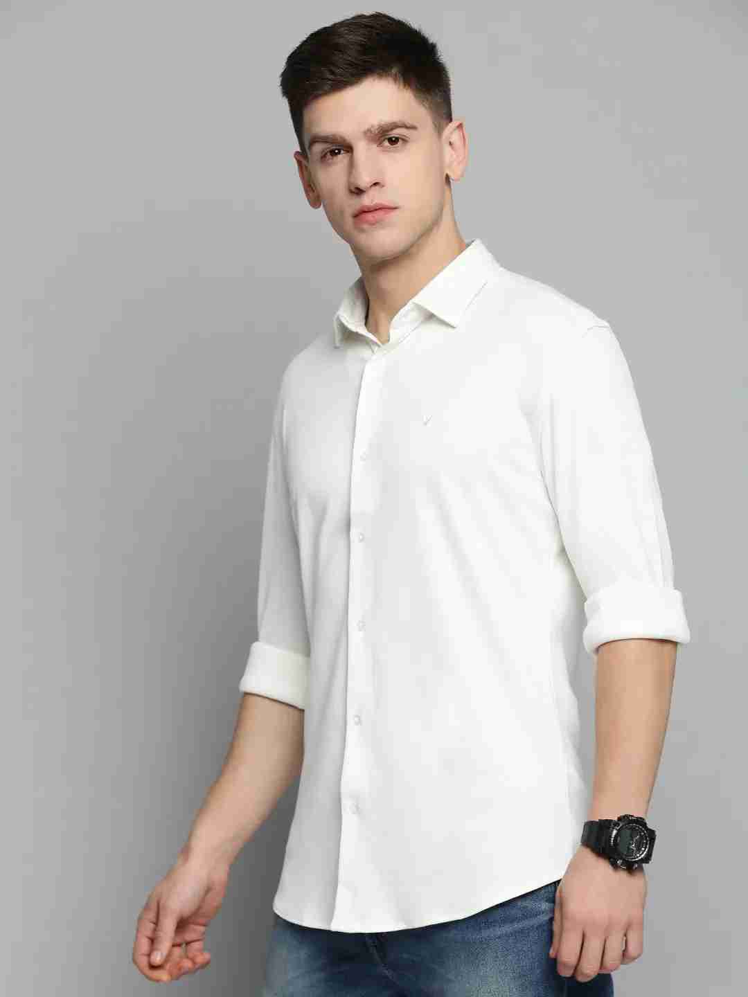 SHOWOFF Men's Spread Collar White Solid Shirt