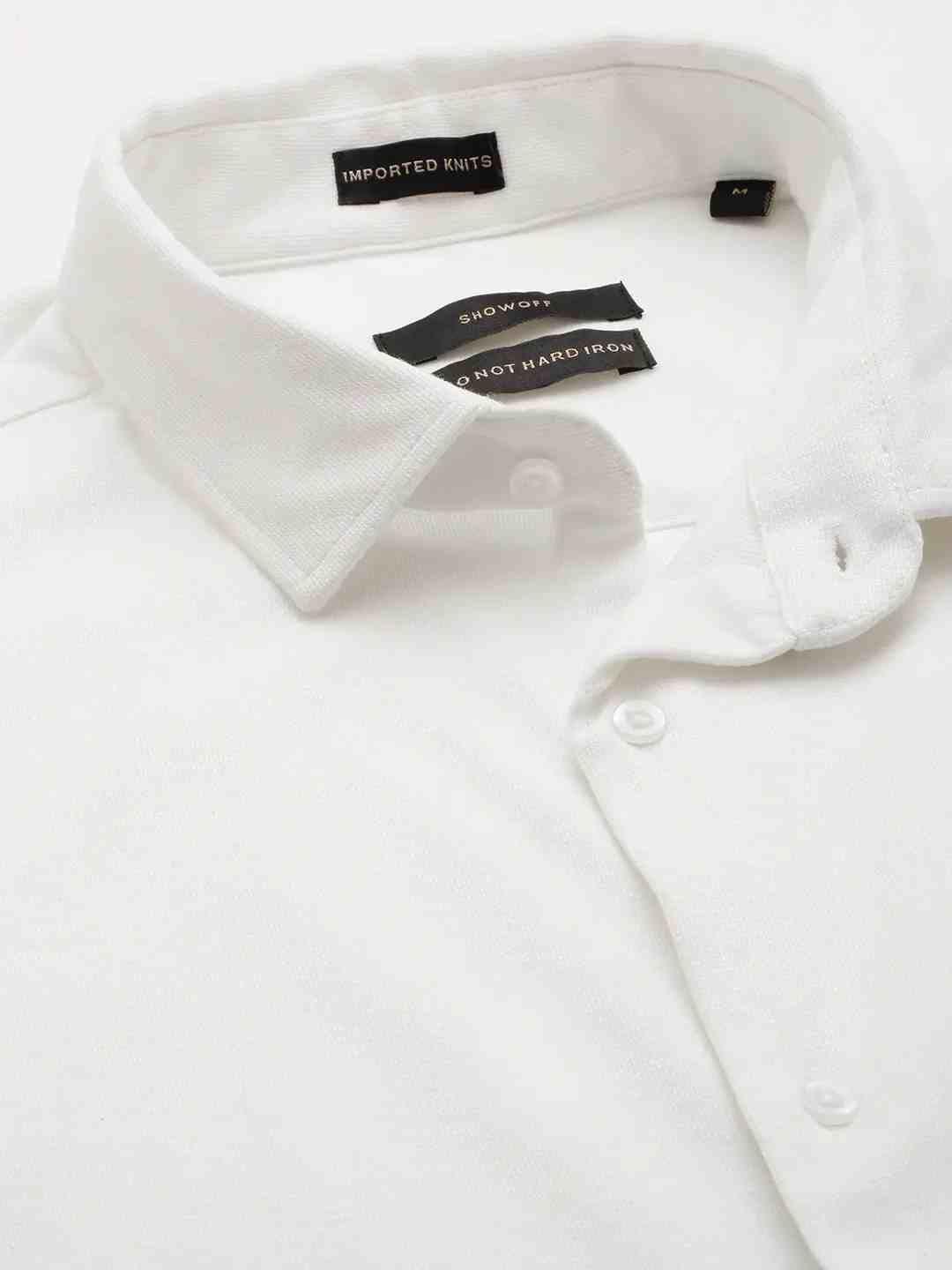SHOWOFF Men's Spread Collar White Solid Shirt