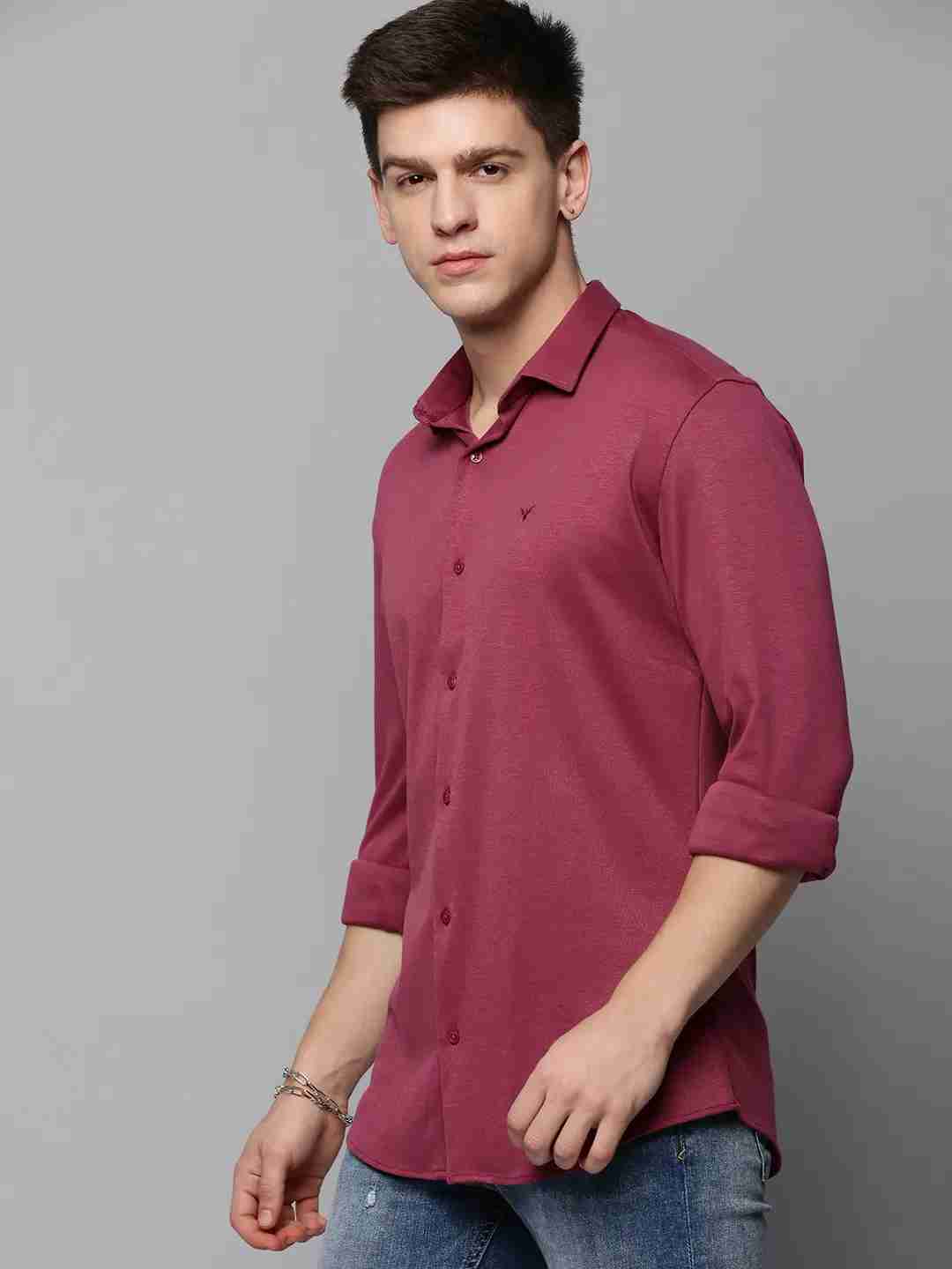 SHOWOFF Men's Spread Collar Pink Solid Shirt