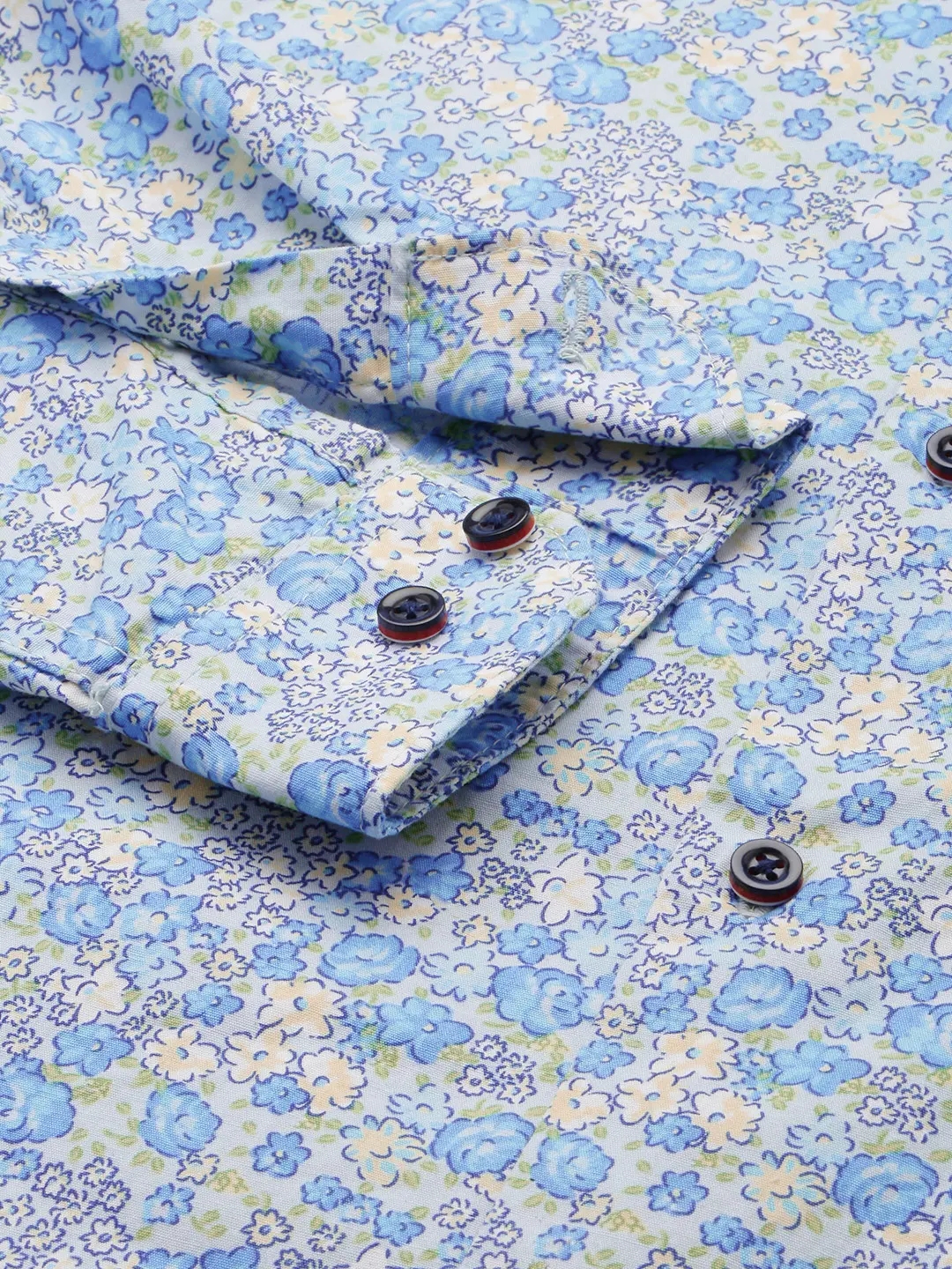 SHOWOFF Men's Spread Collar Blue Printed Shirt