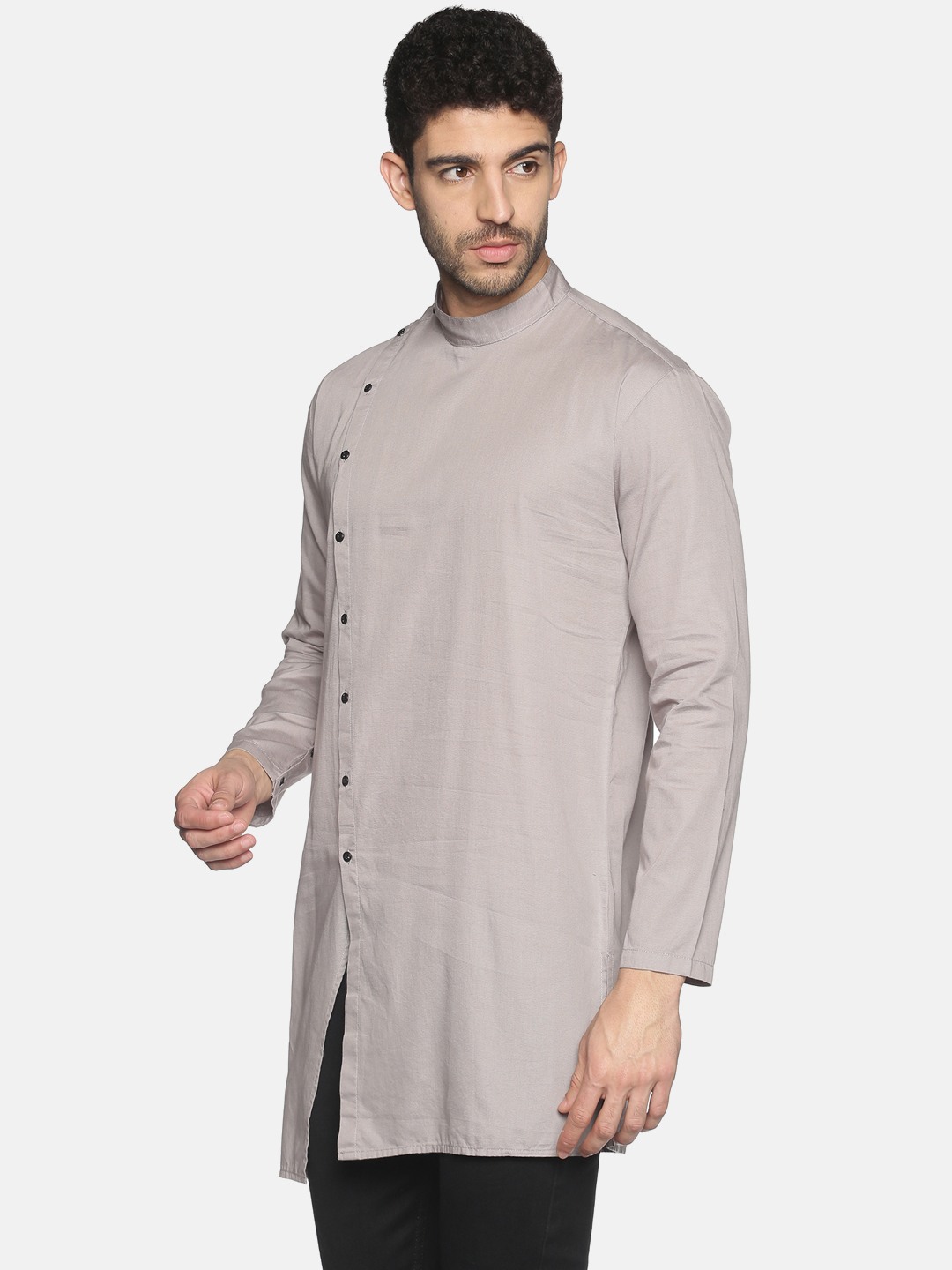 SHOWOFF Men's Casual Grey Slim Fit Full Kurta