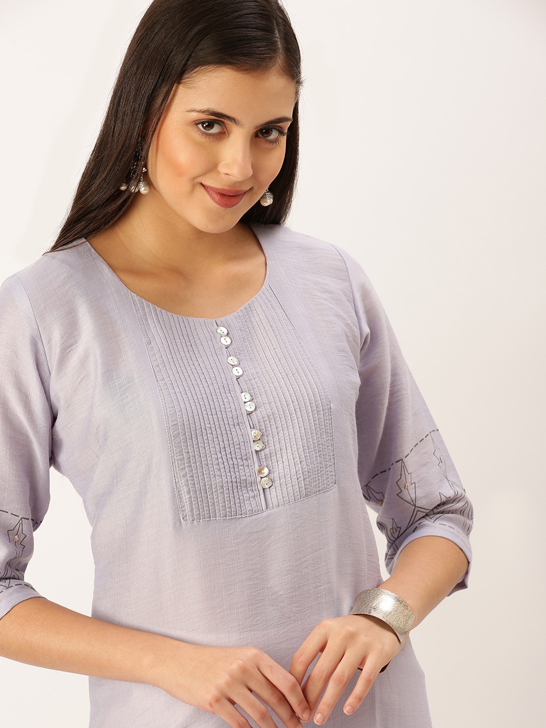 Women's Purple Cotton Solid Comfort Fit Kurtas