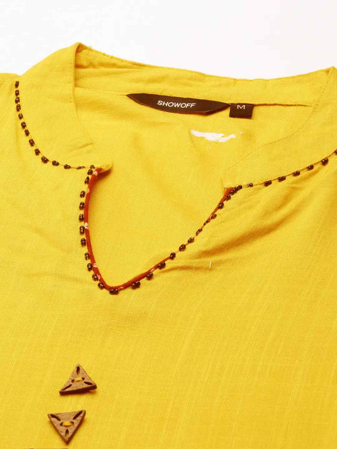 Women's Yellow Viscose Rayon Solid Comfort Fit Kurta Sets