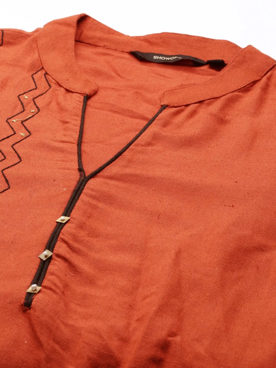 Women's Orange Cotton Blend Solid Comfort Fit Kurta Sets