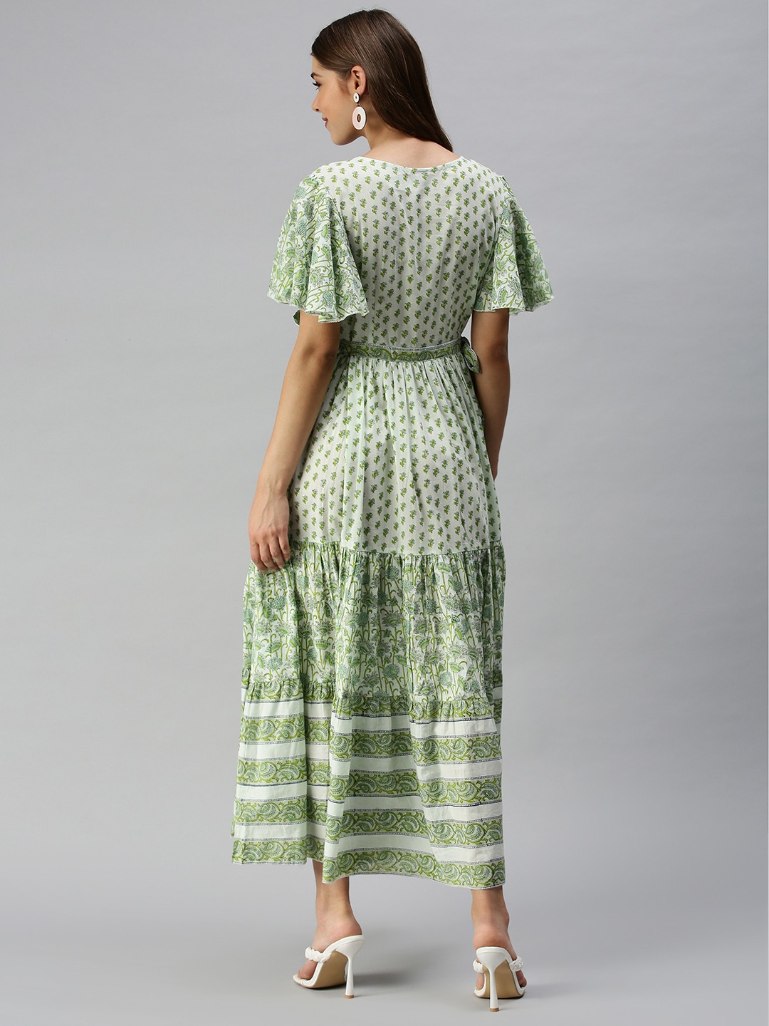 Women's Green Cotton Floral Comfort Fit Kurtas