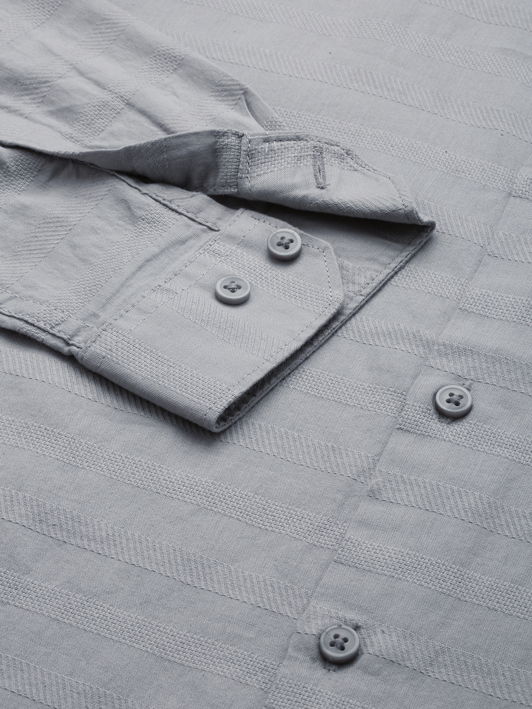 SHOWOFF Men's Spread Collar Grey Self Design Shirt