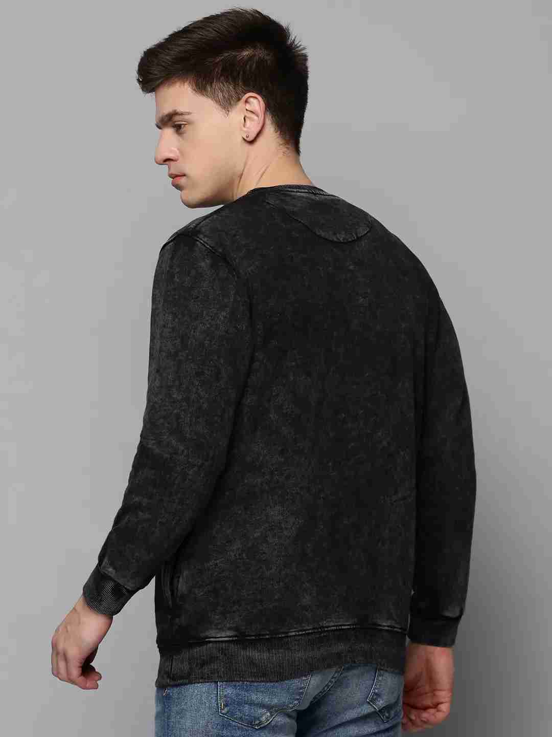 SHOWOFF Men's Round Neck Printed Grey Pullover Sweatshirt