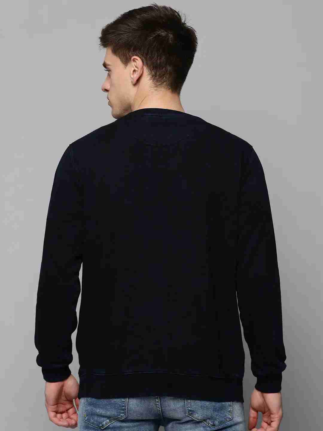SHOWOFF Men's Round Neck Printed Navy Blue Pullover Sweatshirt