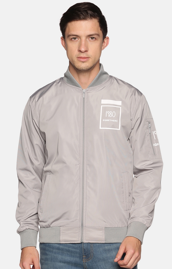 Showoff Men'S Casual Grey Solid Jacket