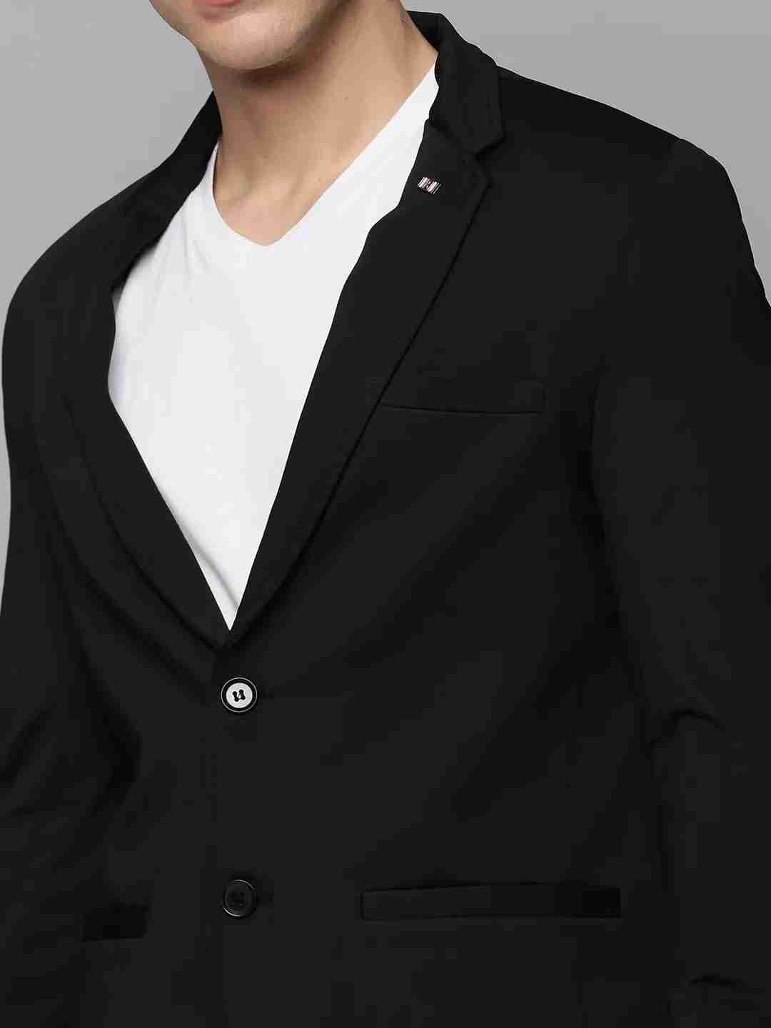 SHOWOFF Men's Notched Lapel Solid Black Open Front Blazer