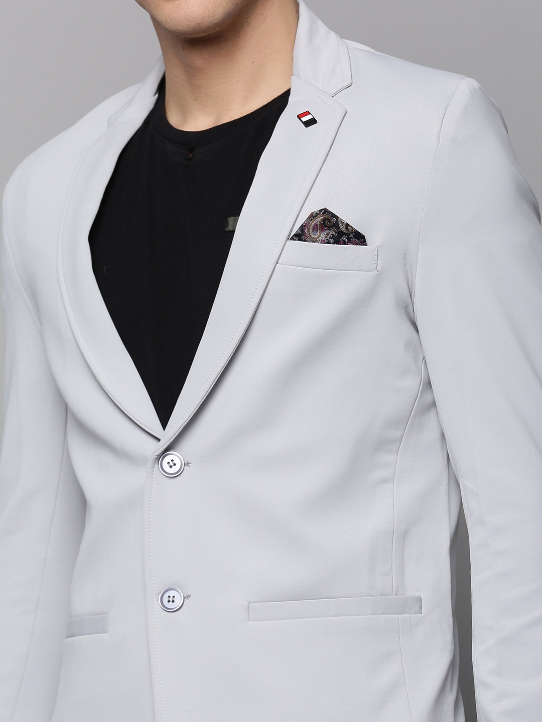 SHOWOFF Men's Notched Lapel Solid Grey Open Front Blazer