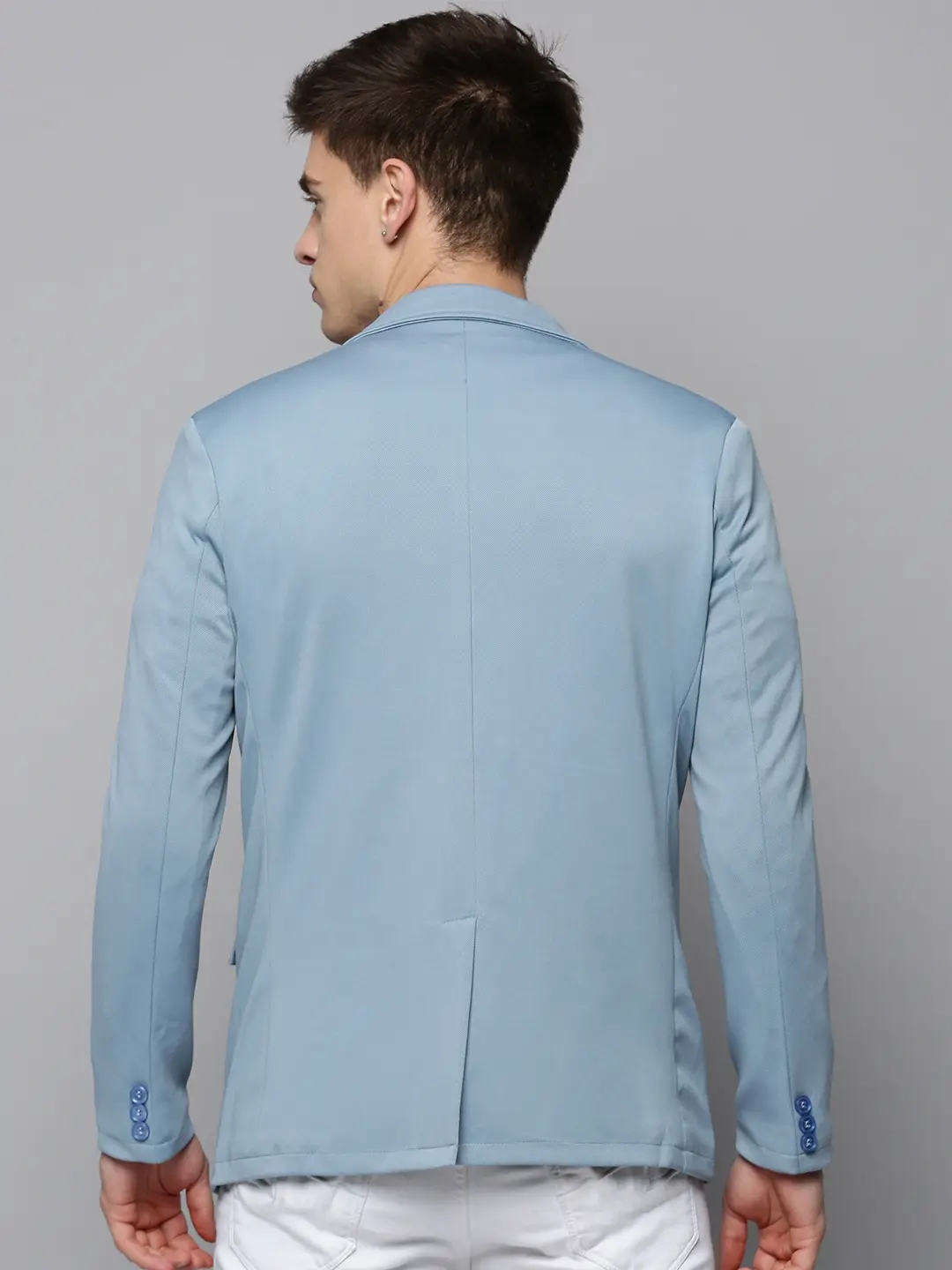 SHOWOFF Men's Notched Lapel Solid Blue Open Front Blazer