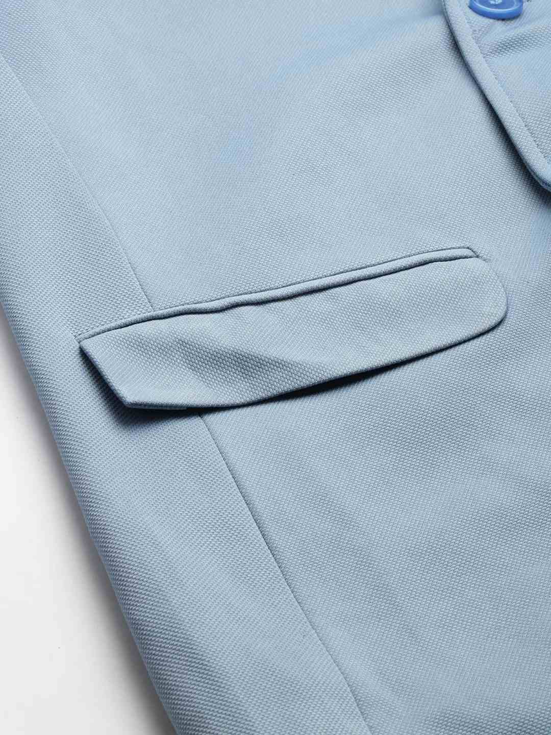 SHOWOFF Men's Notched Lapel Solid Blue Open Front Blazer