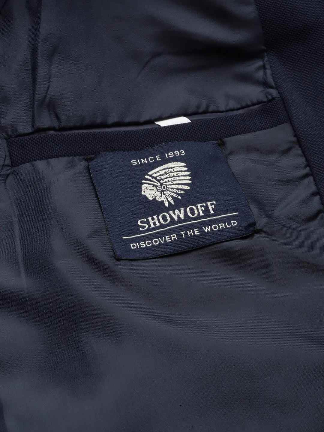 SHOWOFF Men's Notched Lapel Solid Navy Blue Open Front Blazer