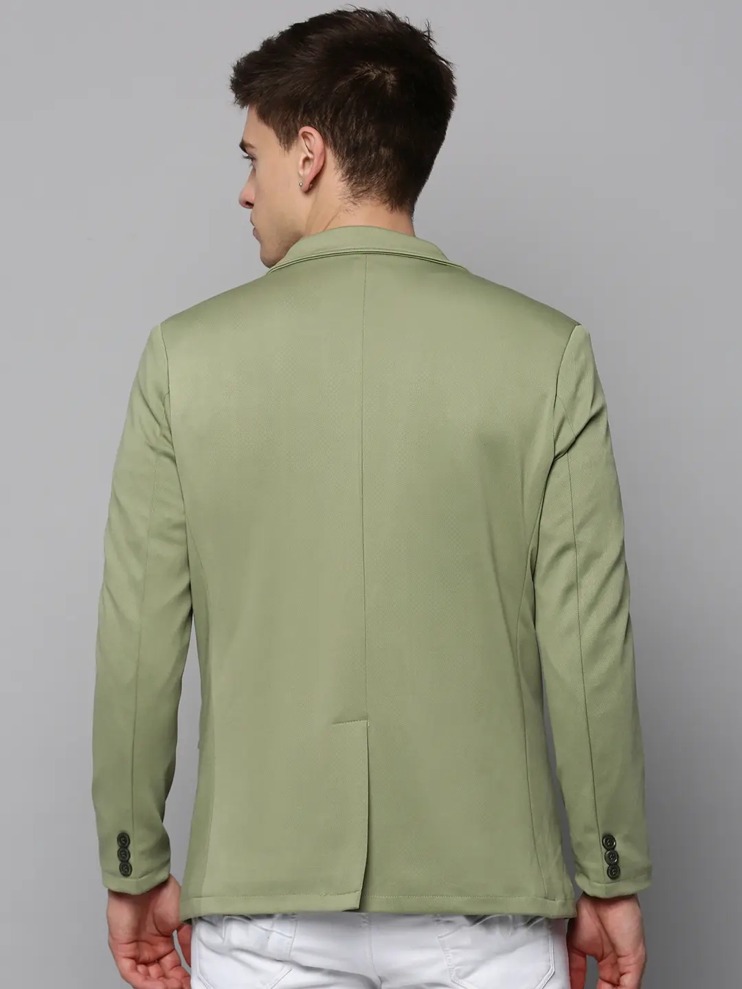 SHOWOFF Men's Notched Lapel Solid Sea Green Open Front Blazer