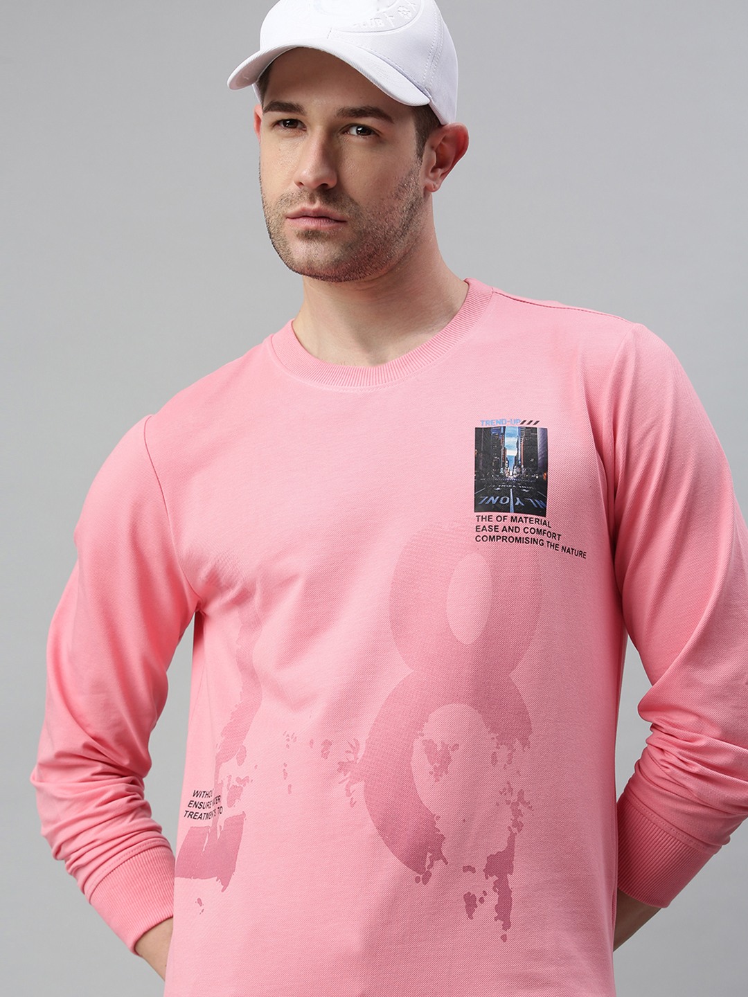 SHOWOFF Men's  COTTON Casual PINK SweatShirt