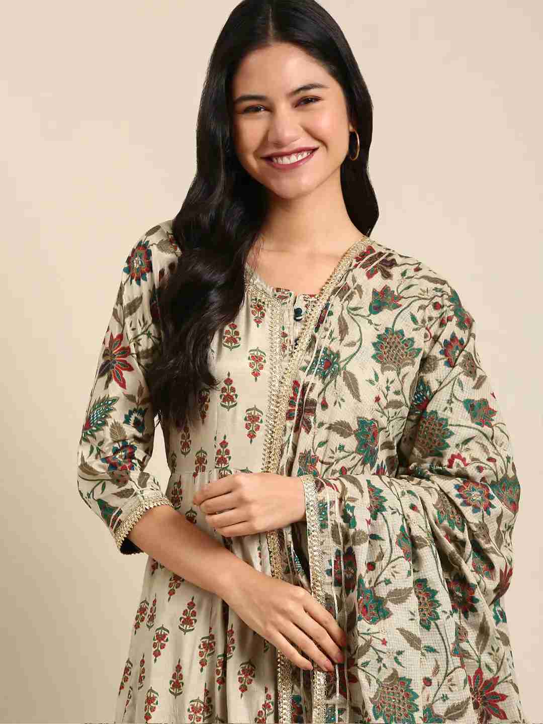 Women's Metallic Silk Printed Comfort Fit Kurtas