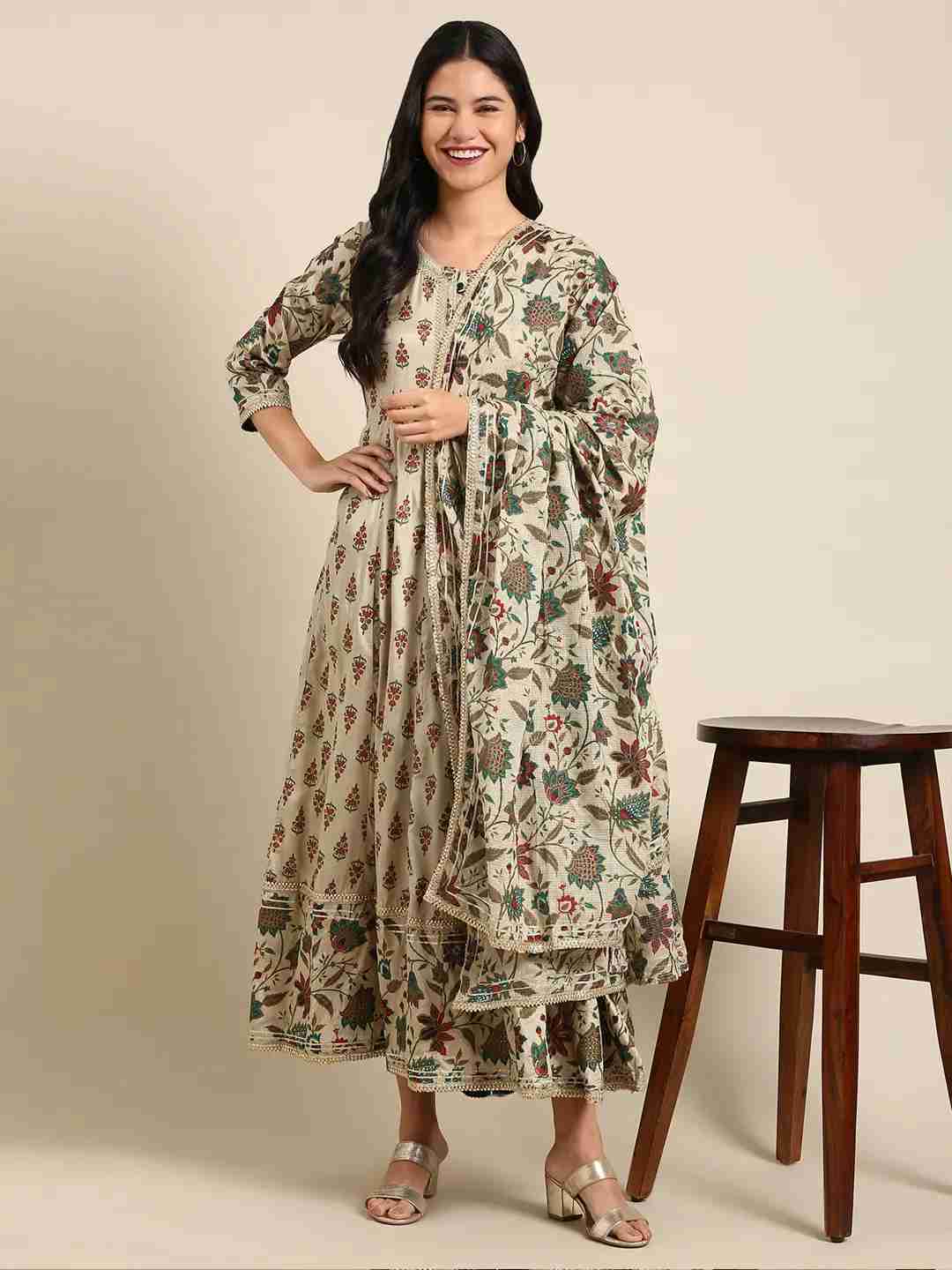 Women's Metallic Silk Printed Comfort Fit Kurtas