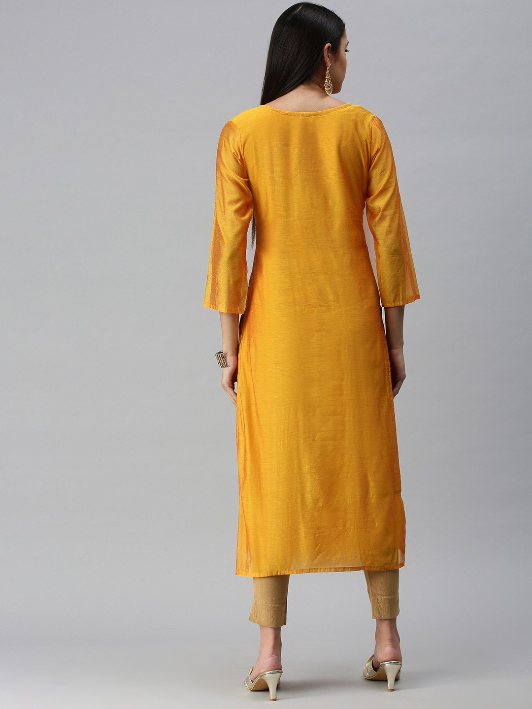 Women's Yellow Others Embroidered Comfort Fit Kurtas
