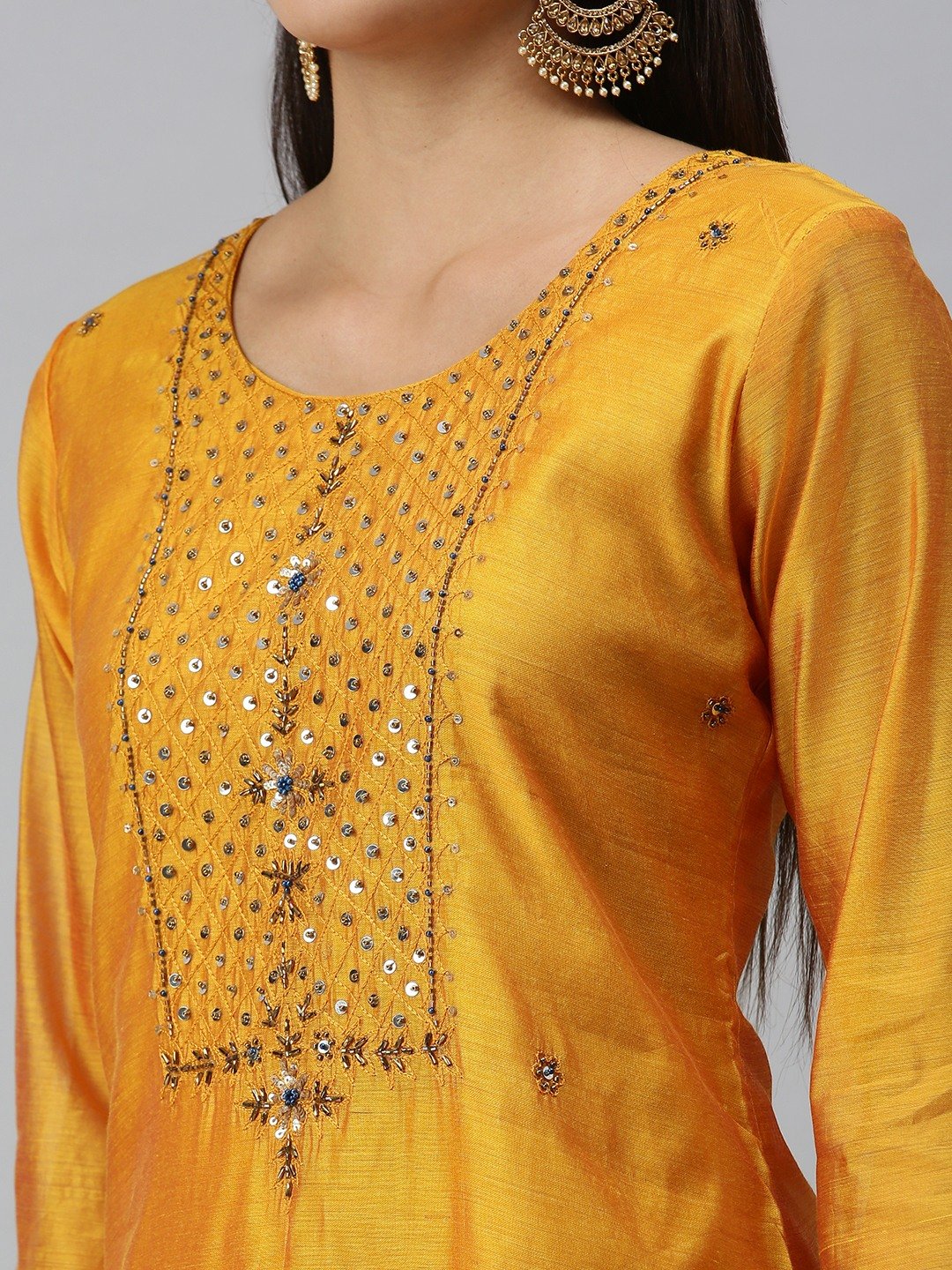 Women's Yellow Others Embroidered Comfort Fit Kurtas