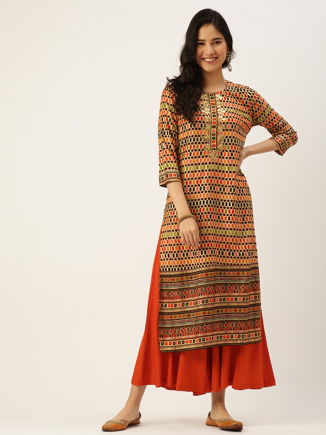 Women's Multicolour Cotton Printed Comfort Fit Kurtas