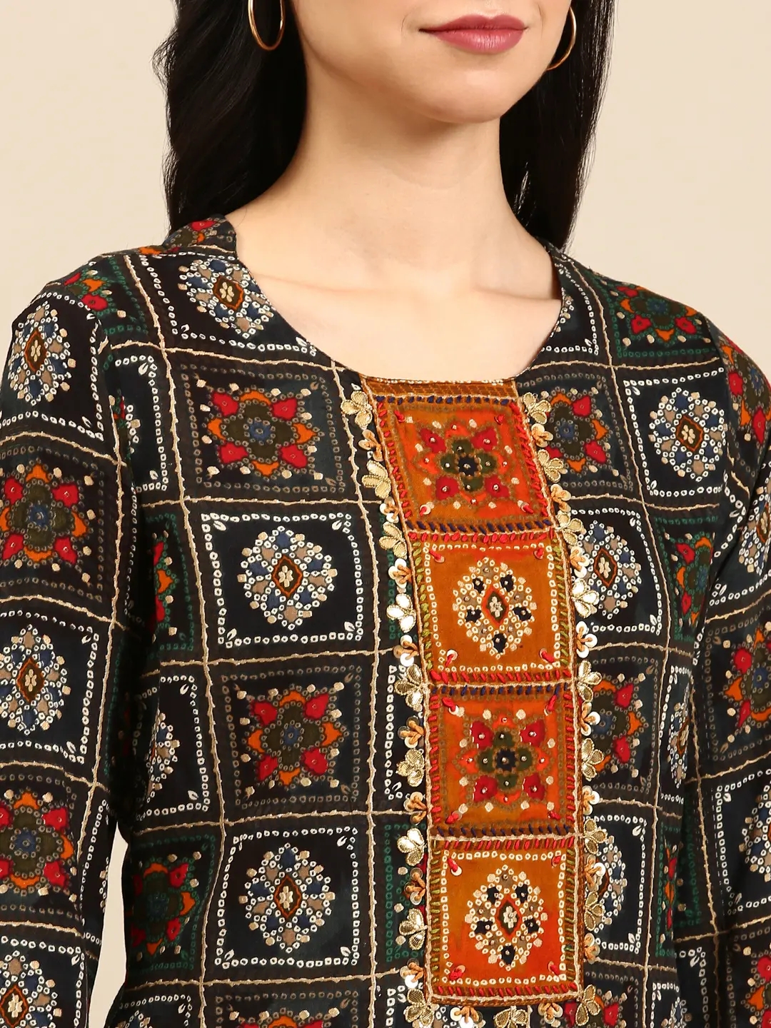 Women's Multicolour Cotton Blend Printed Comfort Fit Kurta Sets