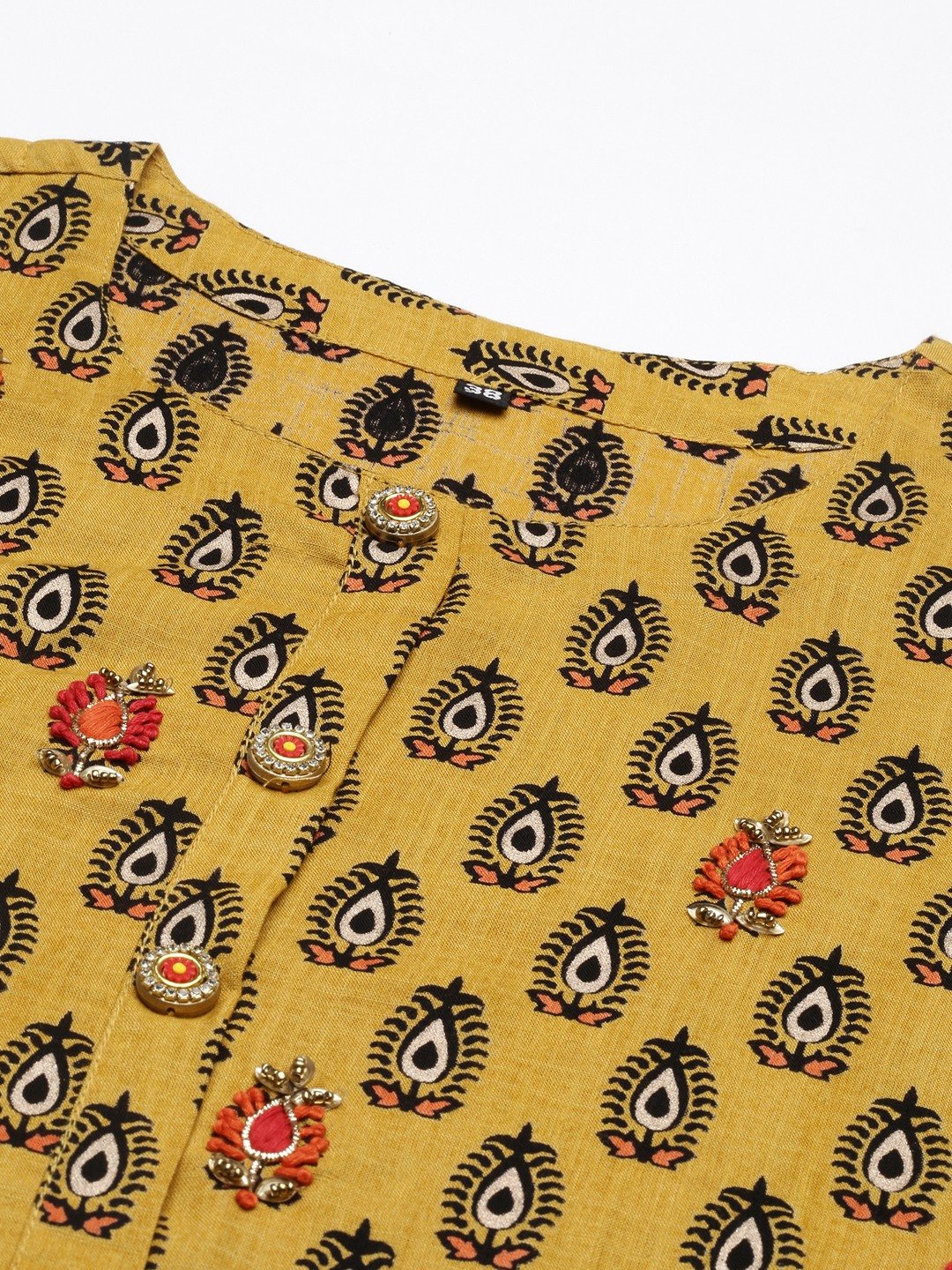 Women's Yellow Cotton Blend Printed Comfort Fit Kurta Sets