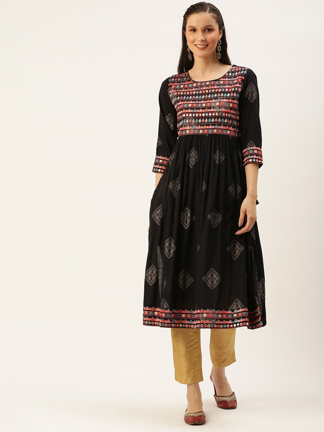 Women's Blue Cotton Printed Comfort Fit Kurtas