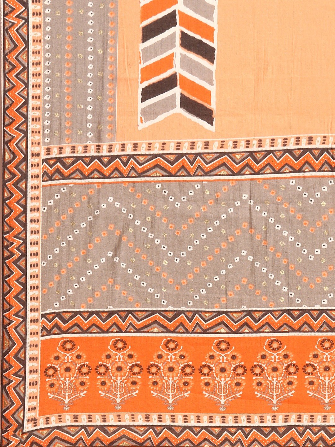 Women's Beige Chanderi Printed Comfort Fit Kurta Sets
