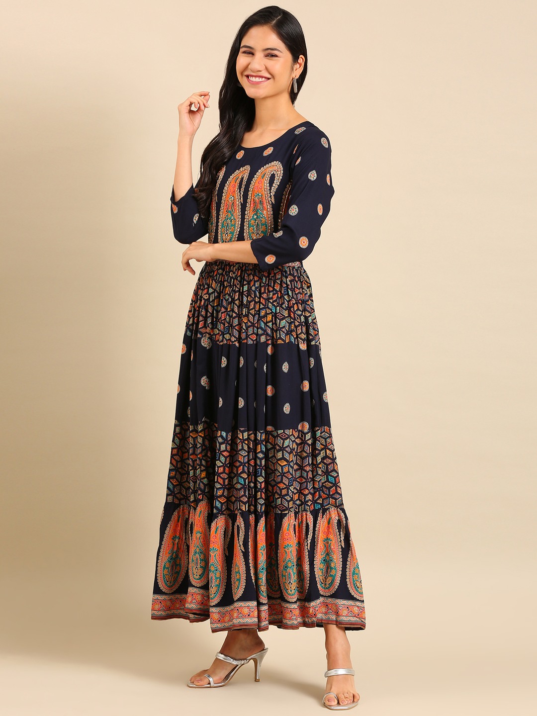 Women's Blue Cotton Printed Comfort Fit Kurtas
