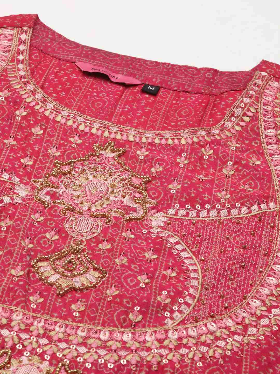Women's Pink Chanderi Printed Comfort Fit Kurta Sets