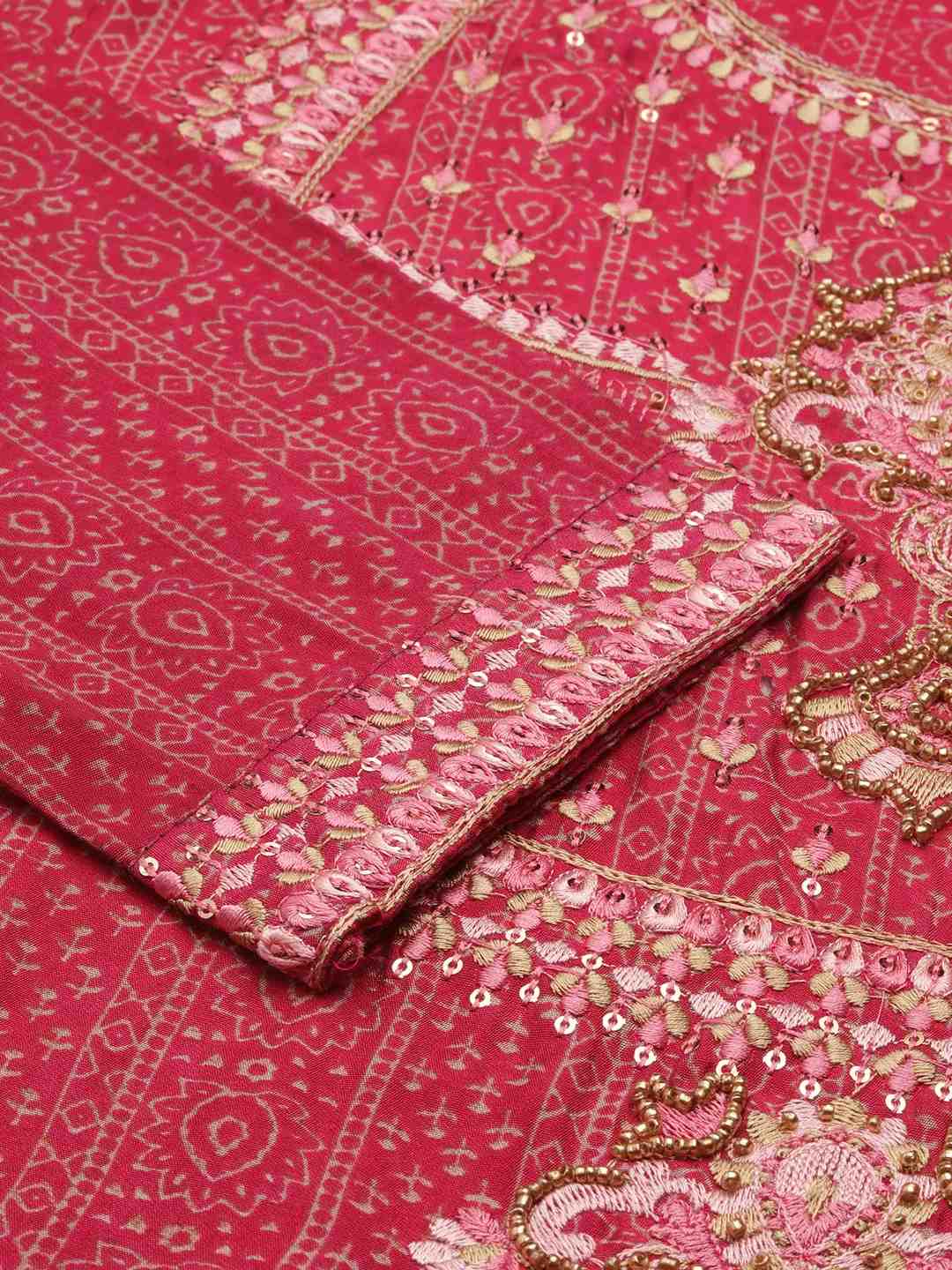 Women's Pink Chanderi Printed Comfort Fit Kurta Sets