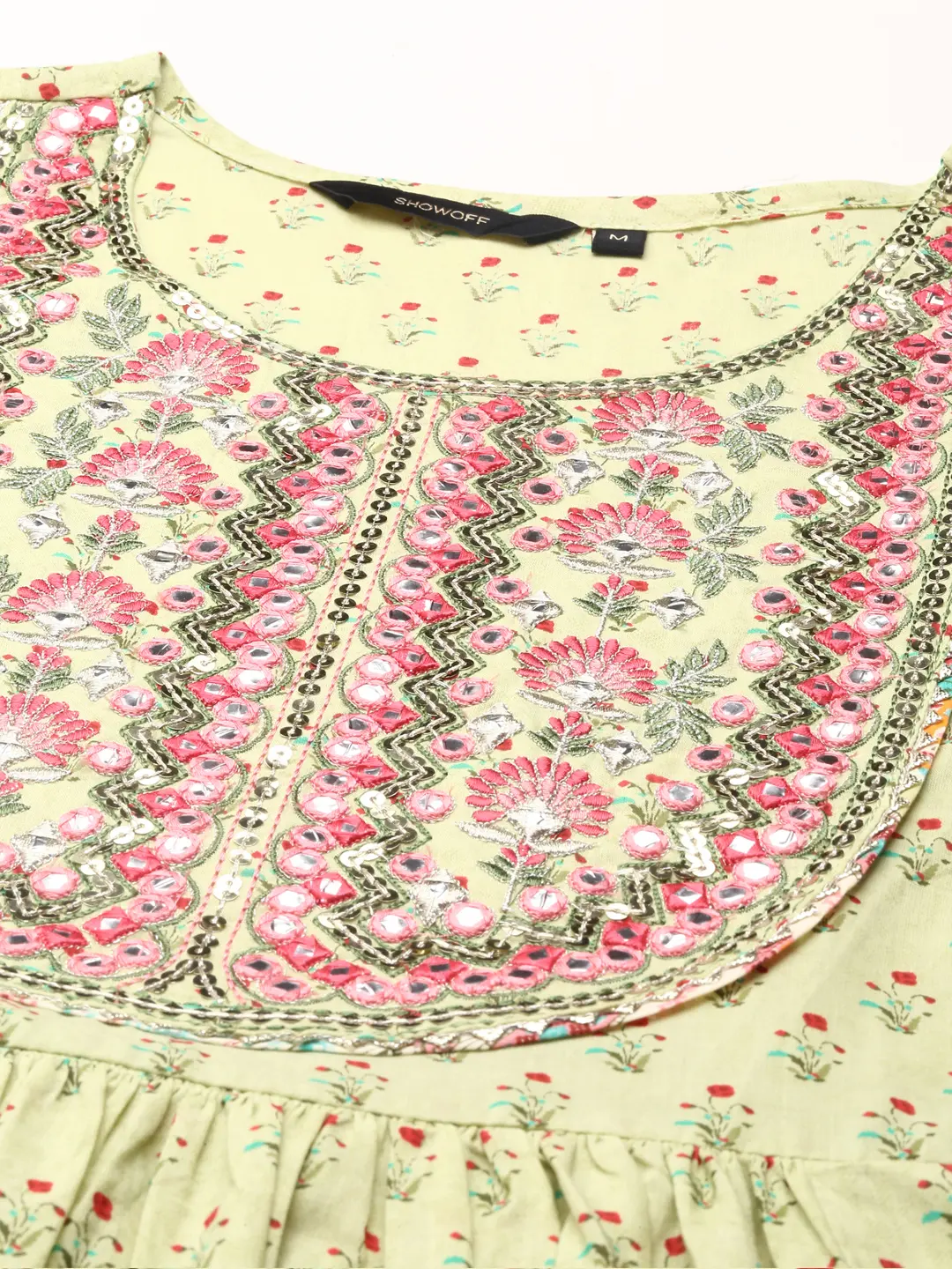 Women's Green Cotton Blend Printed Comfort Fit Kurta Sets