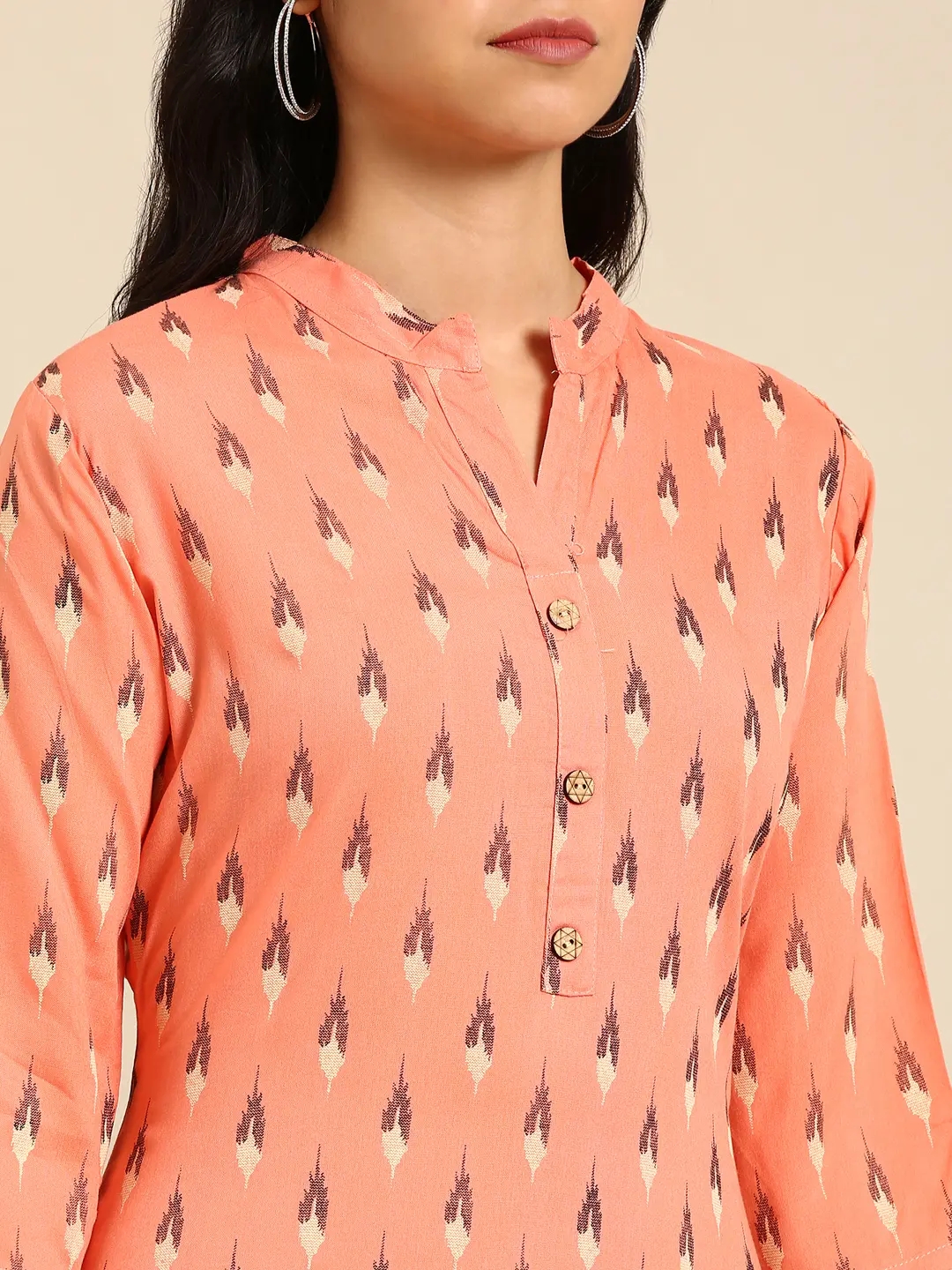 Women's Pink Viscose Rayon Printed Comfort Fit Kurtas