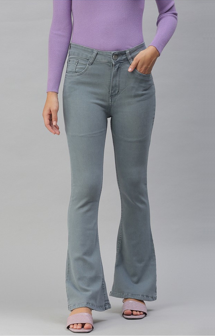 SHOWOFF Women Grey Solid  Straight Fit Jeans