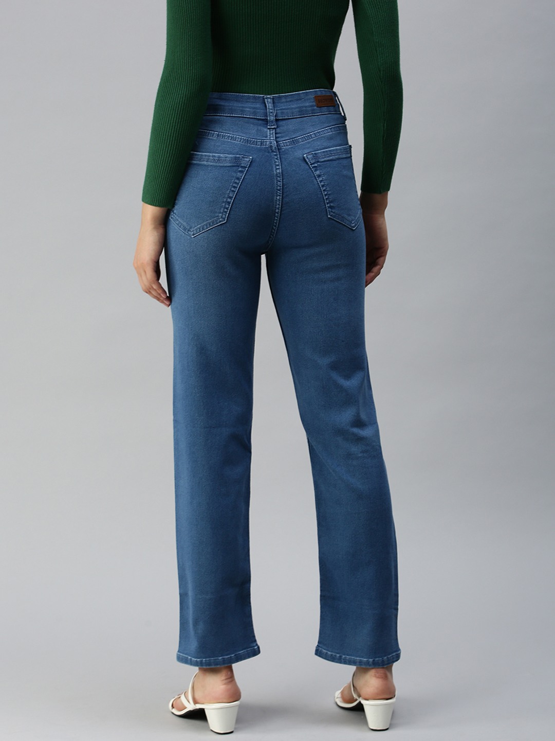 Women's Blue Denim Solid Jeans