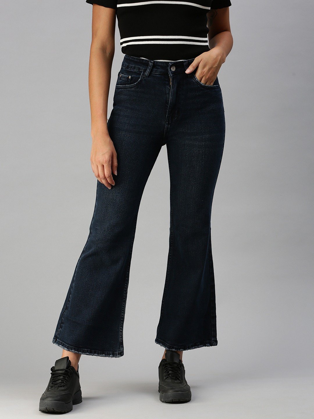 Women's Blue Denim Solid Jeans