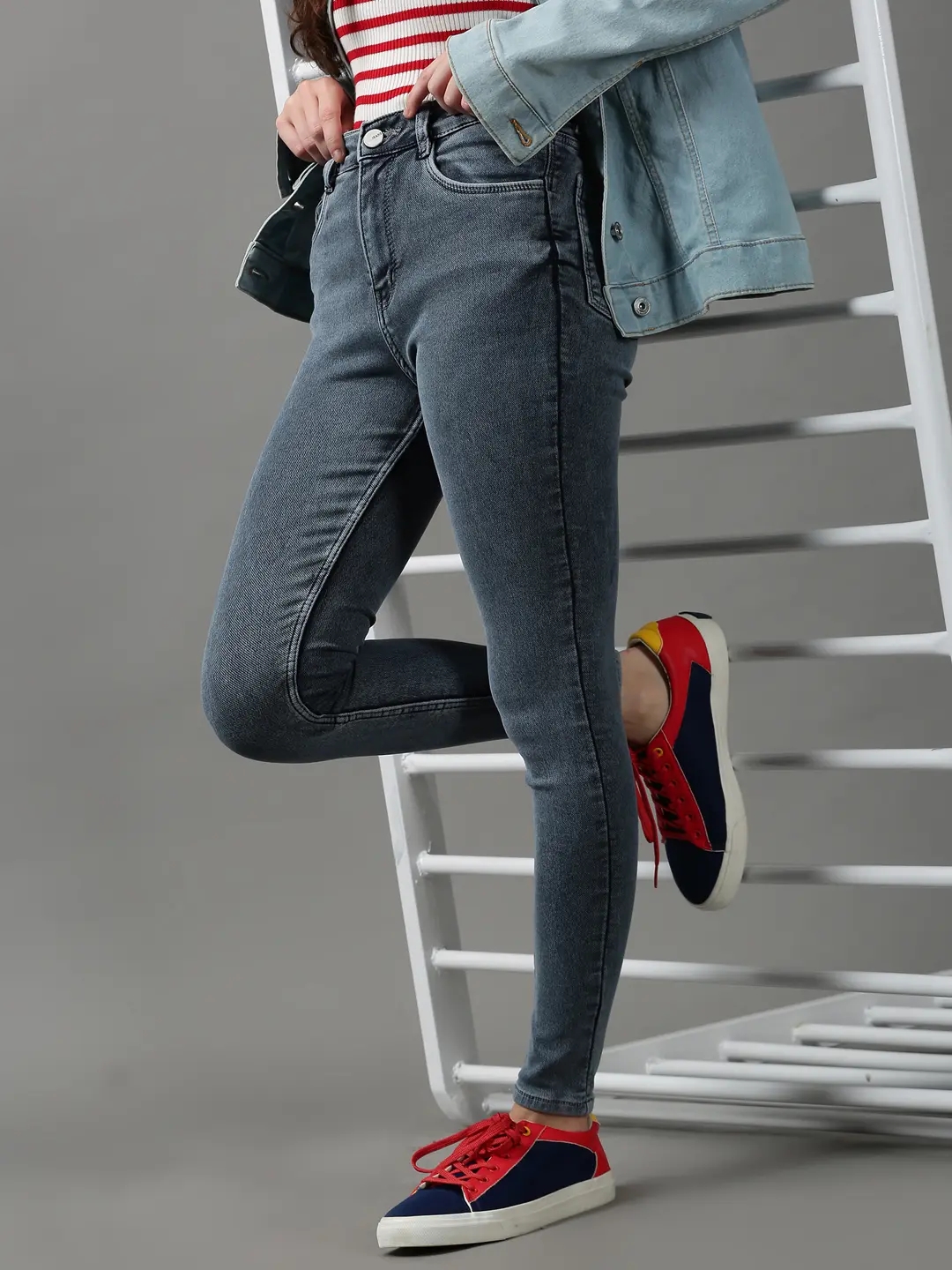 Showoff | SHOWOFF Women Grey Solid  Slim Fit Jeans