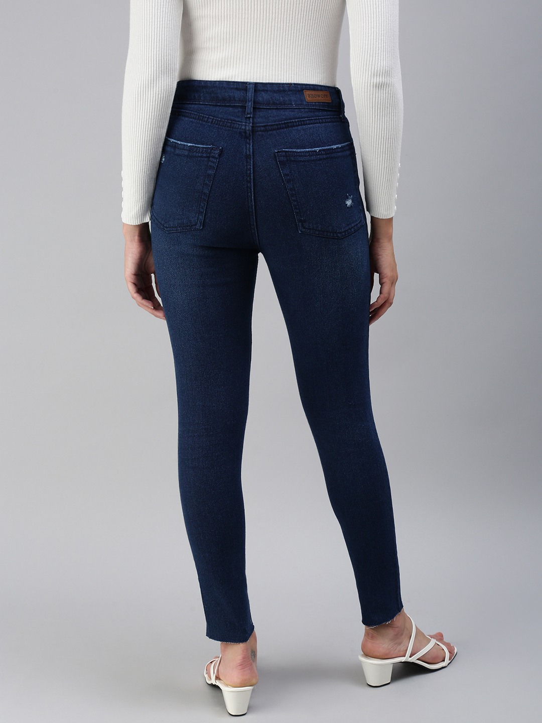 Women's Blue Denim Solid Jeans