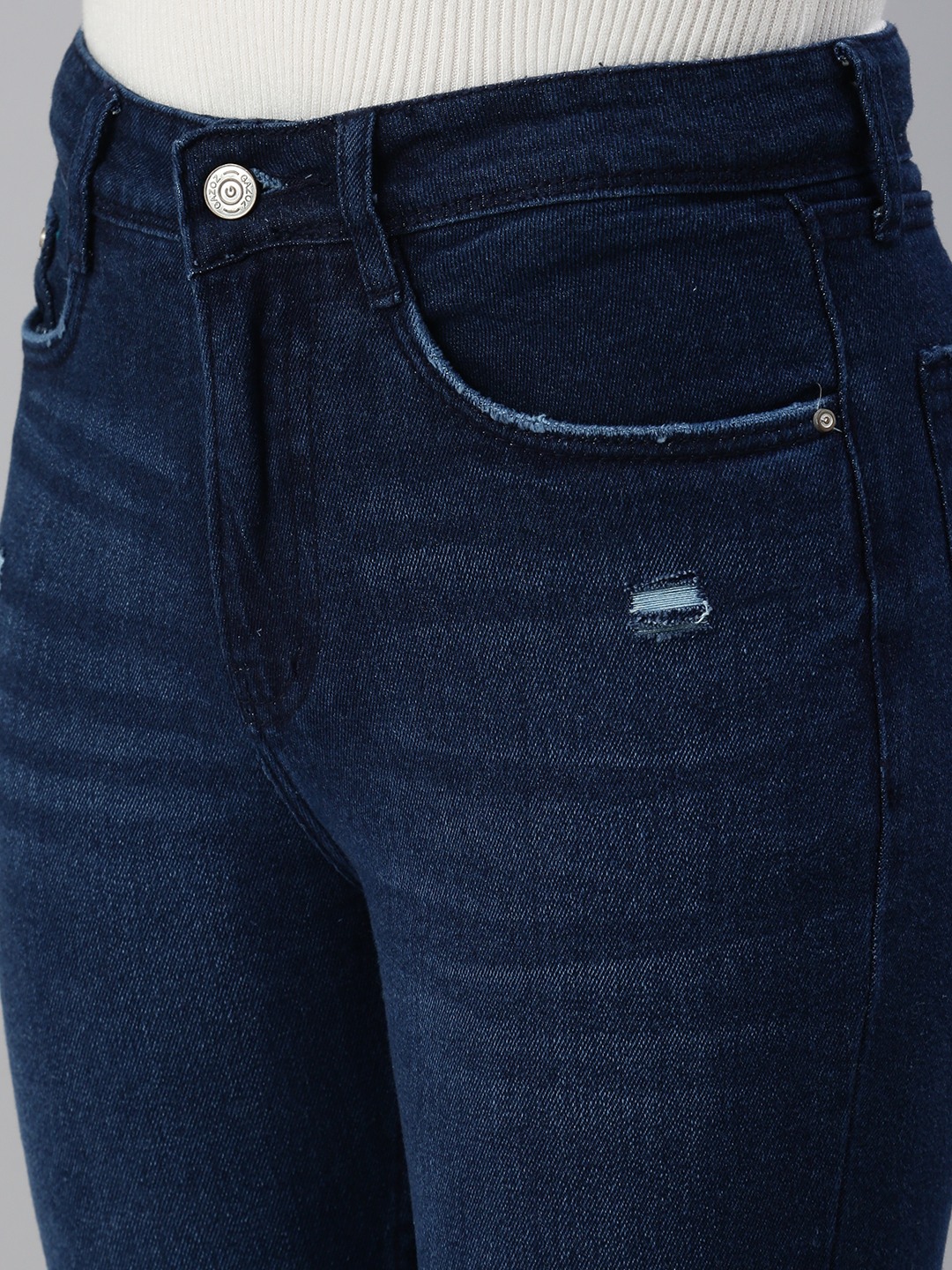 Women's Blue Denim Solid Jeans