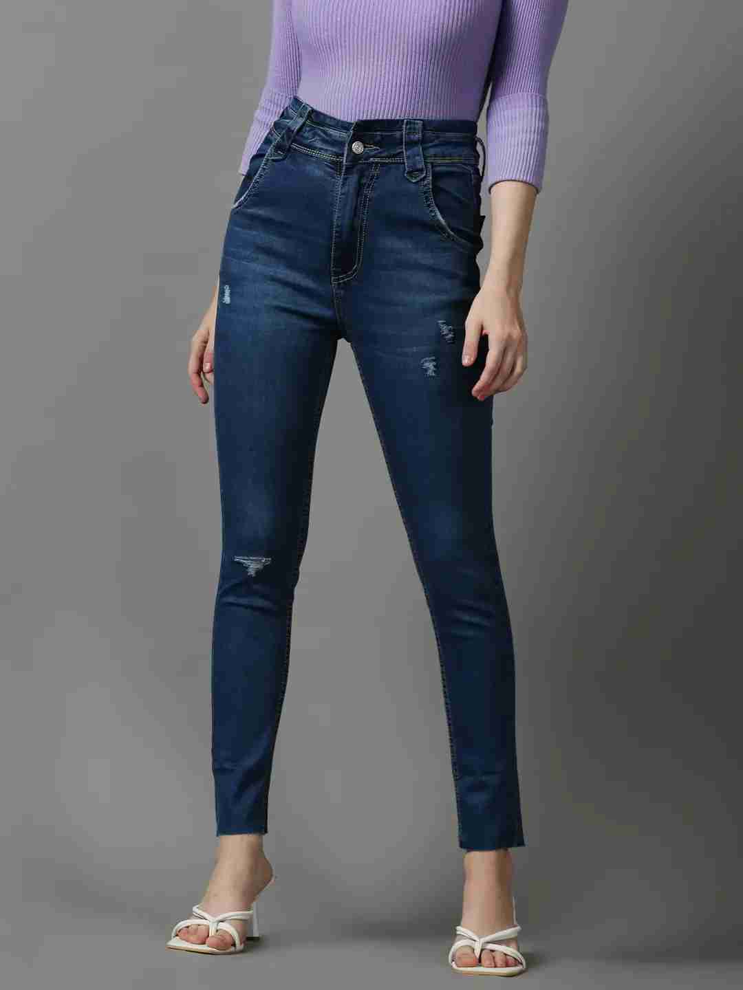 Women's Blue Denim Solid Jeans