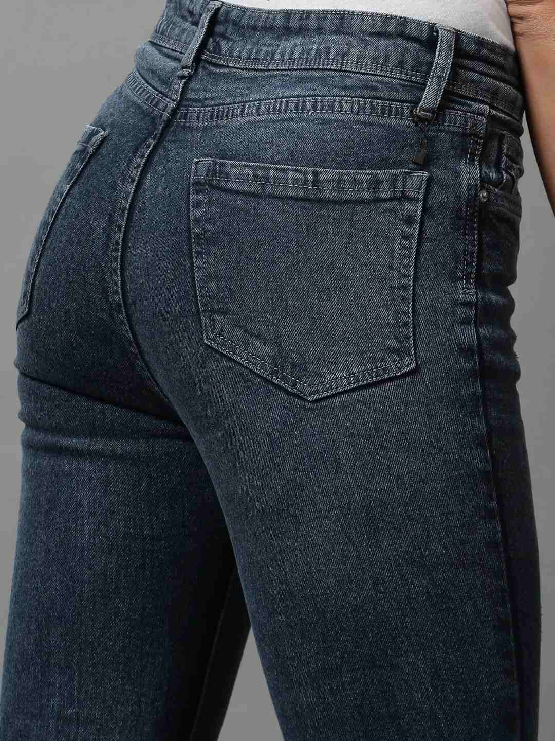 Women's Blue Denim Solid Jeans