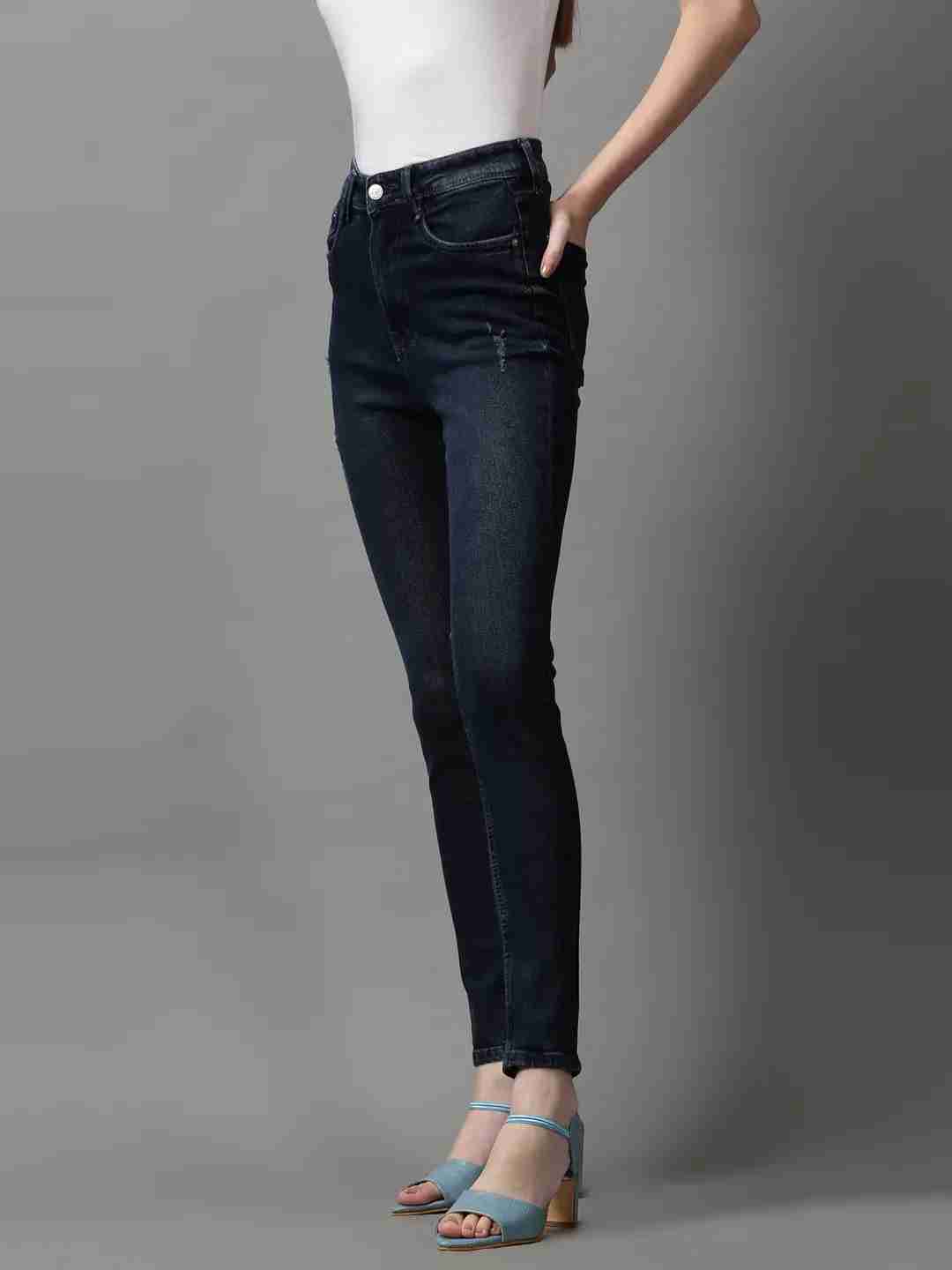 SHOWOFF Women Navy Blue Solid  Skinny Fit Jeans