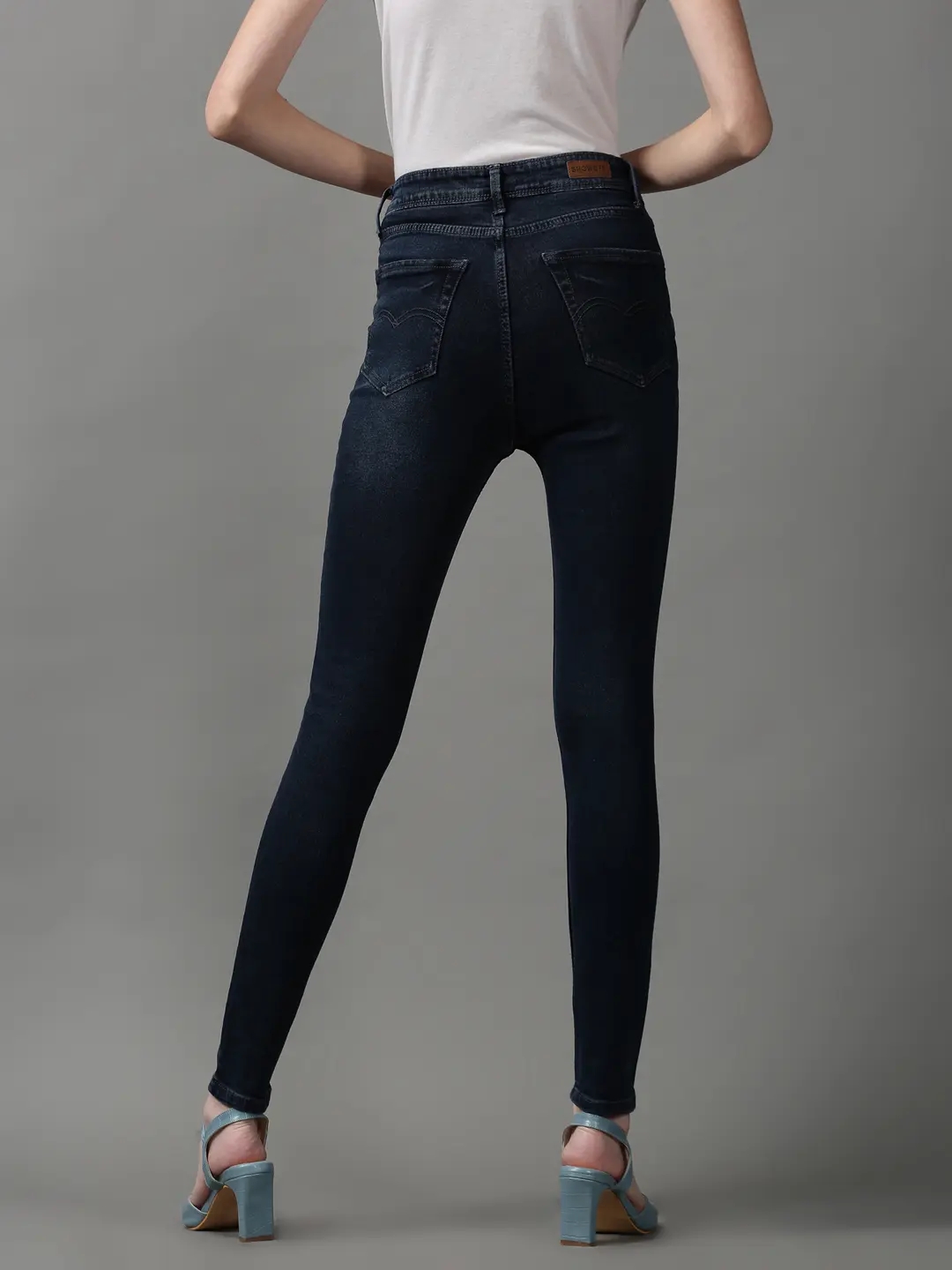 SHOWOFF Women Navy Blue Solid  Skinny Fit Jeans